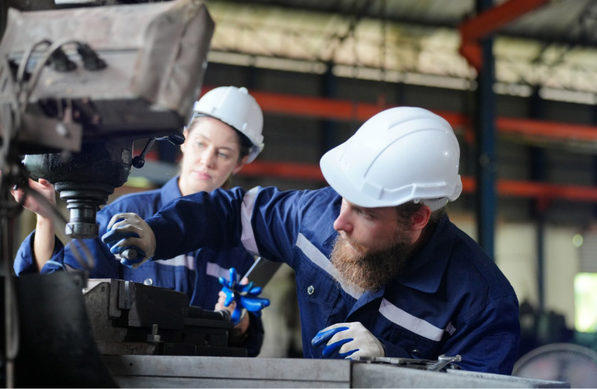 Industrial engineer at work in a factory