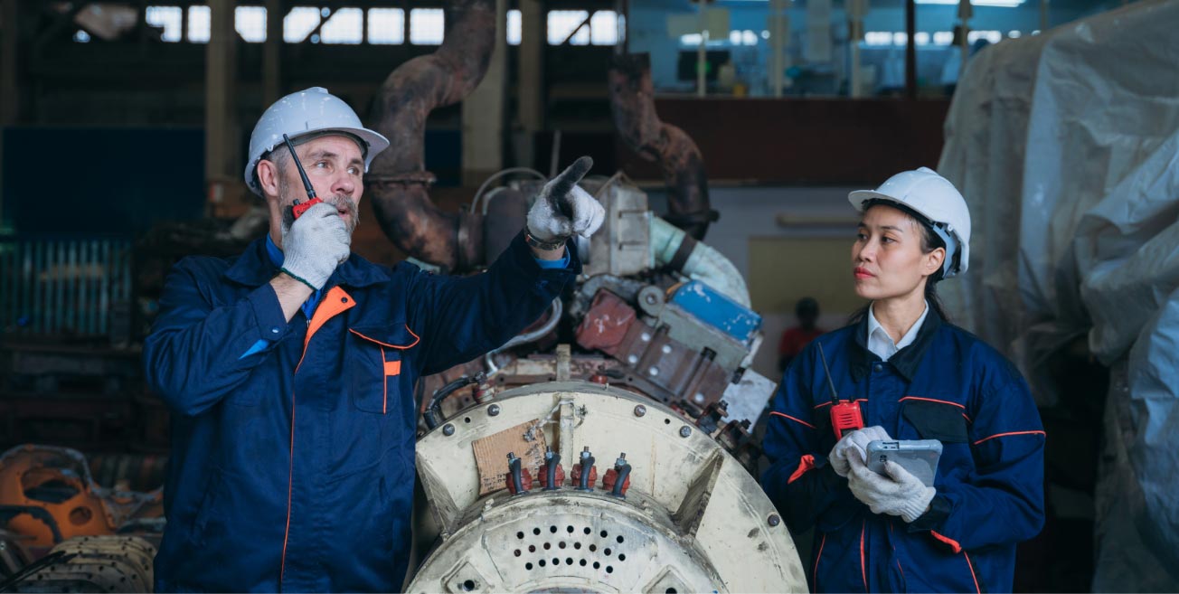 Team of engineers on duty